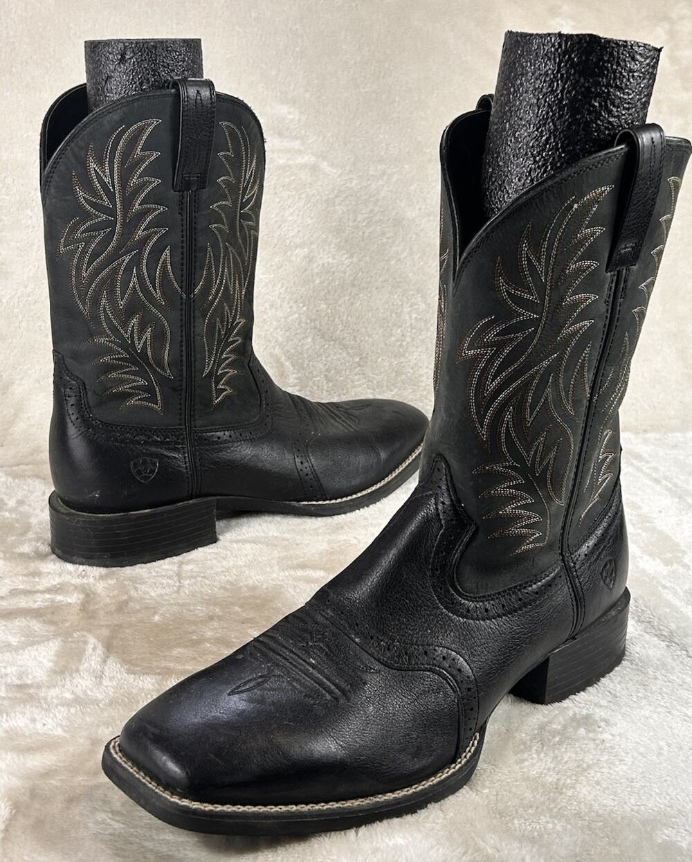 Ariat Boots Mens Size 13 D Sport Western Wide Square Toe 11" Black Deertan